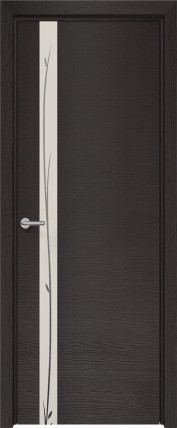 Дверь Н-2 белое с рис. 800*2000 Дуб французский темный