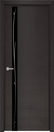 Дверь Н-2 черное с рис. 800*2000 Дуб французский темный