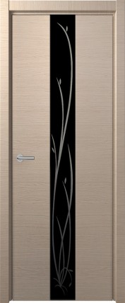 Дверь Н-4 черное с рис. 800*2000 Дуб французский капучино