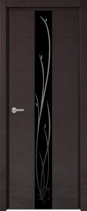 Дверь Н-4 черное с рис. 800*2000 Дуб французский темный