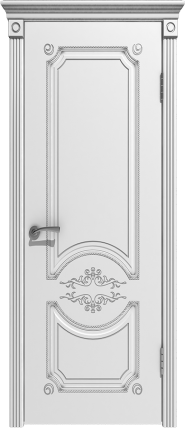 Дверь Милана эст. ДГ 800*2000 Белая эмаль патина серебро