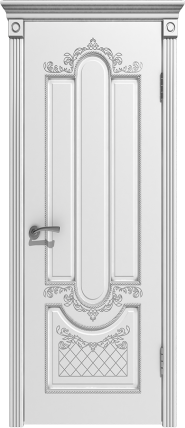 Дверь Александрия ДГ 800*2000 Белая эмаль патина серебро