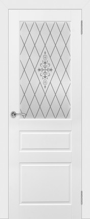 Дверь Честер ДО матовое с рис. 800*2000 Белая эмаль