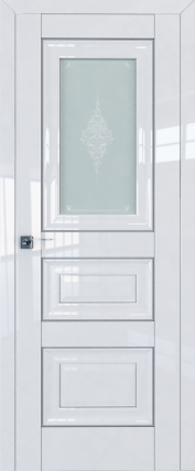 Дверь 26L матовое кристалл 800*2000 Белый люкс серебро