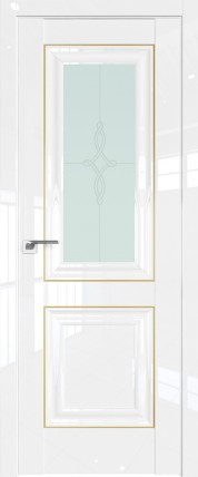 Дверь 28L матовое узор 800*2000 Белый люкс золото