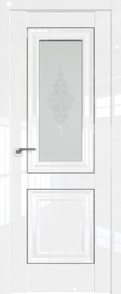 Дверь 28L матовое кристалл 800*2000 Белый люкс серебро